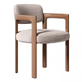 Modern Dining Chair With Wooden Frame Upholstered Seat And Light Gray Fabric