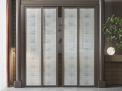 New Chinese-style sliding door 3d model