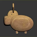 Wooden Moose Shaped Decorative Furniture Piece With Orange Finish And Antlers
