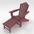 Red Wooden Adirondack Style Comfortable Outdoor Patio Chair With Ottoman