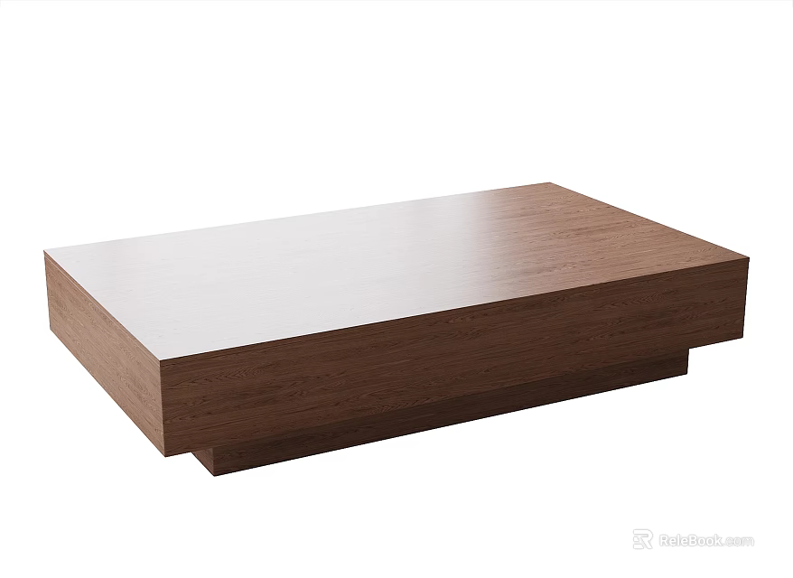 Modern Minimalist Wooden Coffee Table With Rectangular Shape And Sleek Surface For Living Room 3d model