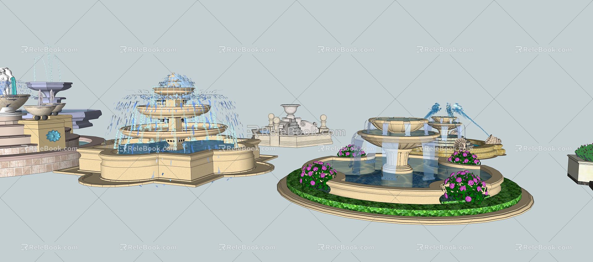 European style fountain landscape residential water bowl model