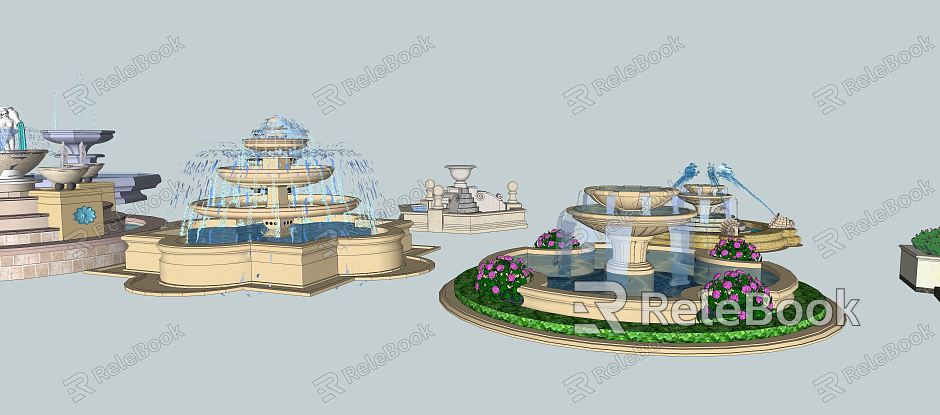 European style fountain landscape residential water bowl model