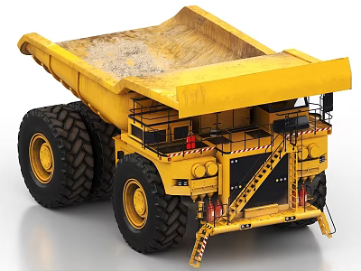 Yellow Heavy Duty Dump Truck with Large Tires and Open Bed for Construction Mining 3d model