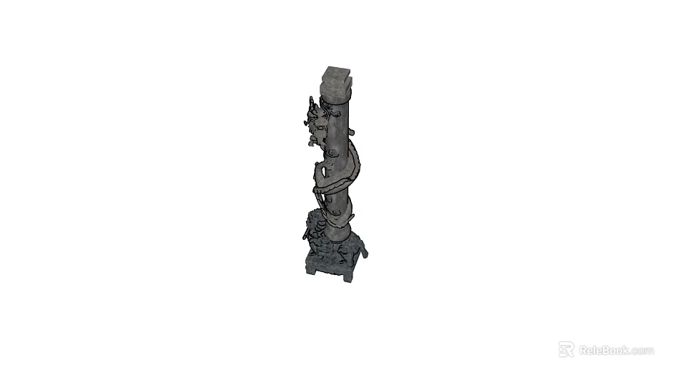 Classic Decorative Column Featuring Intricate Carvings And Detailed Spiral Patterns 3d model 