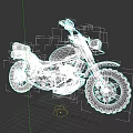 Off Road Motorcycle 3D Model With Large Tires Black Seat And Worn Metal Parts