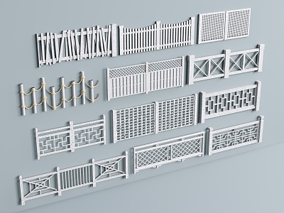 Stone railing Stone grille Fence fence Stone handrail 3d model