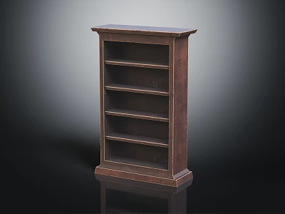 Elegant Dark Brown Wooden Bookshelf With Five Open Shelves And Classic Style 3d model