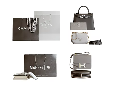 Stylish Designer Bags And Accessories Including CHAN CHARLIE And MARKET129 Items 3d model