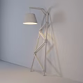 Modern Wooden Floor Lamp With Yellow Lampshade And Unique Frame Structure
