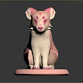 Artistic Pink Spotted Feline Cub Figurine With White Body And Pink Base