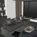 Modern Living Room Sofa Combination Coffee Table Carpet Storage Cabinet 3d model