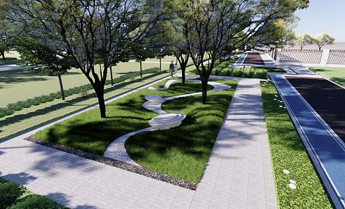 Modern Garden Landscape Community Landscape 3d model