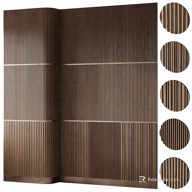 Modern Wooden Slat Wall Decor With Vertical Stripes And Natural Tone 3d model 