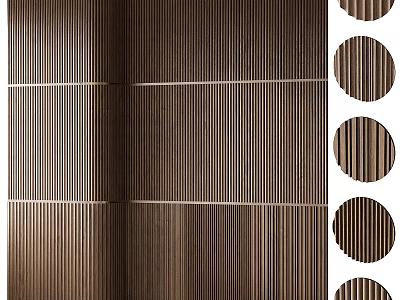 Modern Wooden Slat Wall Decor With Vertical Stripes And Natural Tone 3d model