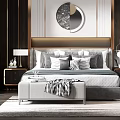 Modern Background Double Bed Double Bed 3d model