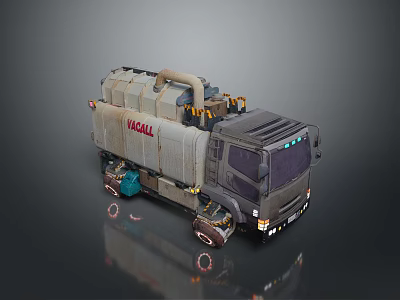 VAGALL Heavy Duty Functional Truck With Large Storage Tank Industrial Pipes And Gray Exterior 3d model