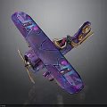 Space Themed Colorful Aircraft Model With Purple Blue Cosmic Patterns and Decorative Design