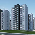 Modern High rise Residential Building Exterior With Glass Facade Balconies And Parking Area