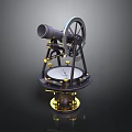 Vintage Astronomical Instrument With Brass Telescope Tube Calibrated Dial And Stable Metal Base