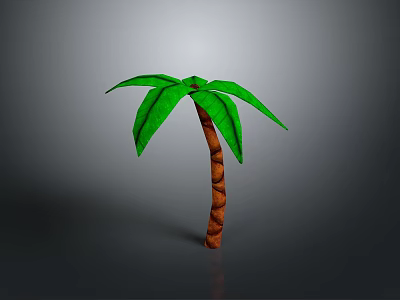 Artificial Tropical Palm Tree With Green Leaves And Brown Spiral Trunk 3d model