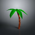 Artificial Tropical Palm Tree With Green Leaves And Brown Spiral Trunk