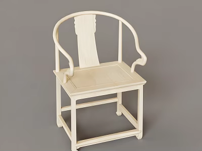 Traditional Chinese Style Solid Wood Leisure Chair With Curved Armrests And Simple Lines 3d model