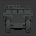 3D Rendered Construction Utility Vehicle With Large Tires Front Loader Bucket And Operator Cabin