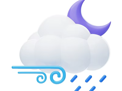 Cute Weather Themed Decorative Ornament Set With Moon Cloud Wind And Rain Elements 3d model