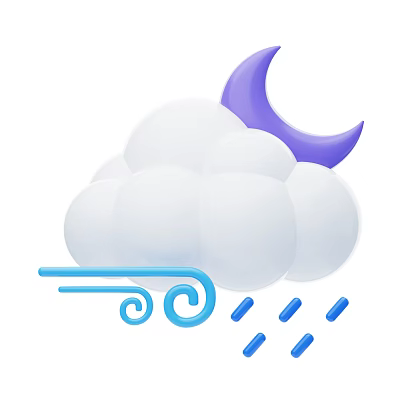 Cute Weather Themed Decorative Ornament Set With Moon Cloud Wind And Rain Elements 3d model