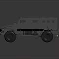 Grey Armored Functional Vehicle With Robust Tires And Illuminated Lights