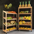 Fresh Assorted Fruits Neatly Arranged On Wooden Shelves With Multiple Varieties