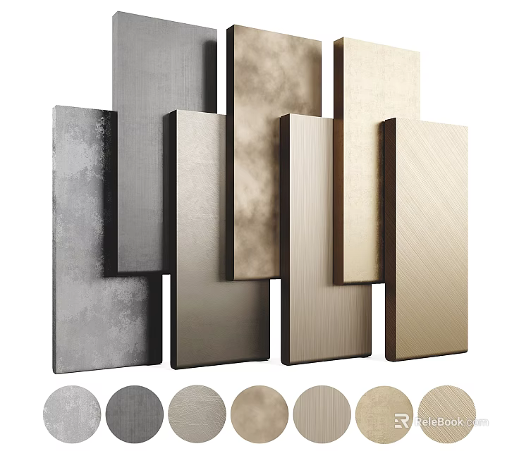 Display Of Decorative Panels With Different Colors Textures And Swatches 3d model 