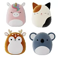 Cute Soft Plush Animal Shaped Pillows In Unicorn Cat Deer Koala Designs