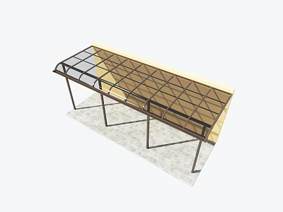 Modern Coffee Table With Glass Top And Metal Grid Frame Structure Design 3d model