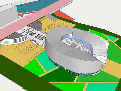 Modern Circular Stadium Building With Green Surroundings And Open Space Design 3d model