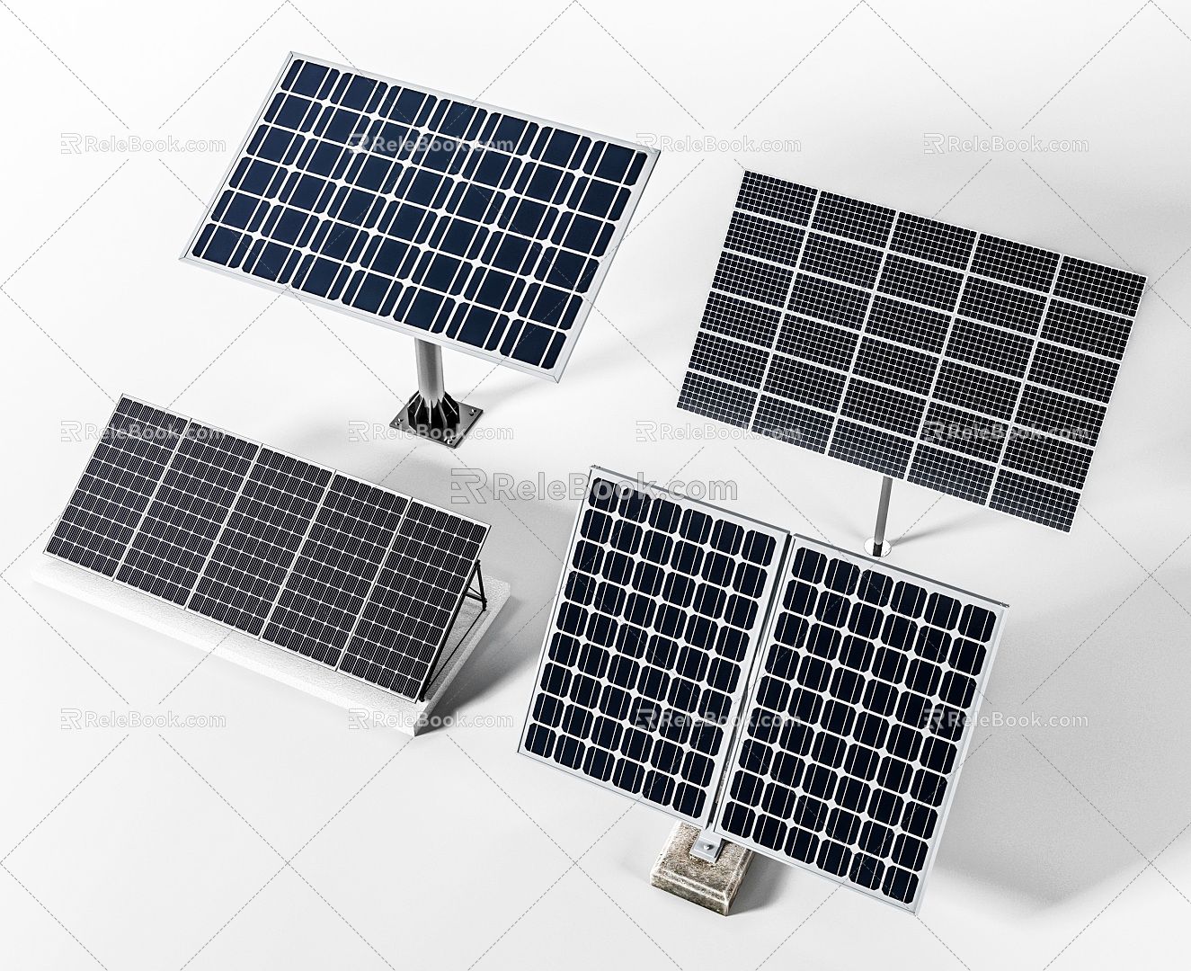 Modern solar panel photovoltaic panel bracket charging panel power generation panel battery board 3d model