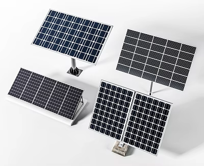Different Design Household Solar Panel Appliances With Mounting Brackets And Stands 3d model