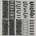 Various Stepping Stones Designs For Garden Paths With Pebbles And Green Plants