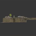 Modern Broken Brick Structure Scene With Scattered Rubble And Small Plants 3d model