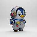 Cute Penguin Wearing Astronaut Suit 3D Model Game Movie Character