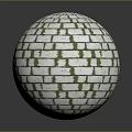 White Brick Patterned Sphere With Green Lines On Round Textured Surface