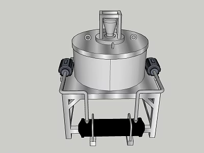 Heavy Duty Industrial Equipment Featuring Circular Metal Vessel Top Structure Base Stand And Side Motors 3d model