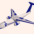 Sleek White and Blue Passenger Plane With Two Engines Wings and Tail