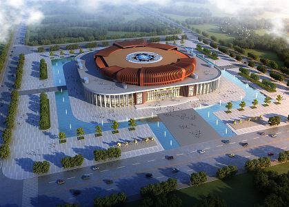 modern gymnasium building sports building 3d model