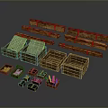 Wooden Storage Furniture With Various Sizes Crates And Divided Boxes