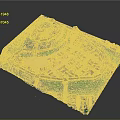 3D Model Scenery of Ancient Town with Surrounding Water Walls and Bridges