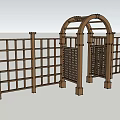 Wooden Garden Fence With Arched Gate And Lattice Panel Design