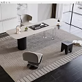 Modern Home Office Desk With Accent Chair Table Lamp And Area Rug By Window