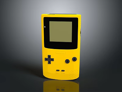 Yellow Handheld Gaming Console Portable Electronic Device With Screen D-pad And Round Buttons 3d model